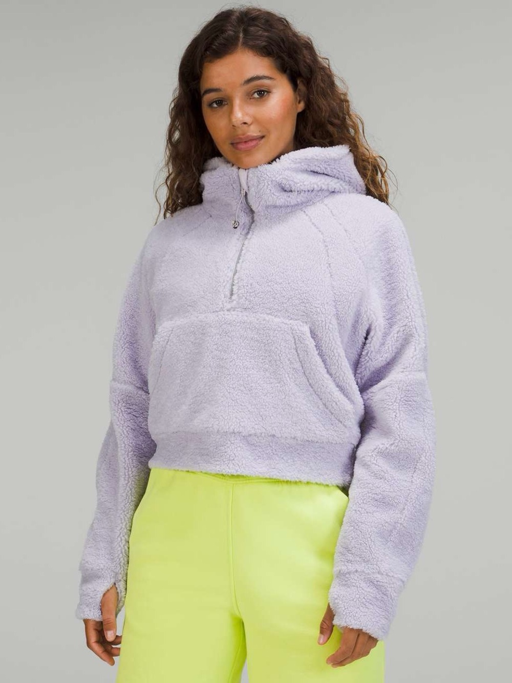 Lululemon Scuba Oversized Half-Zip Fleece Hoodie in Faint Lavender size XS/S